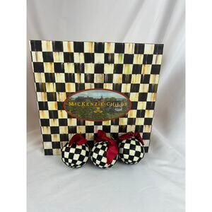 MacKenzie-Childs Courtly Check Ball Ornaments Set of 3 w/ Box Holiday Decor